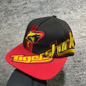 Vintage 90s Tiger Shark Snapback Hat Embroidered Logo Spell Out Made In USA Cap